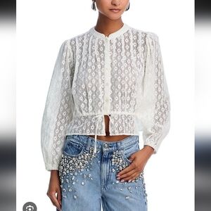 514-Aqua Elegant Cream Lace‎ Blouse